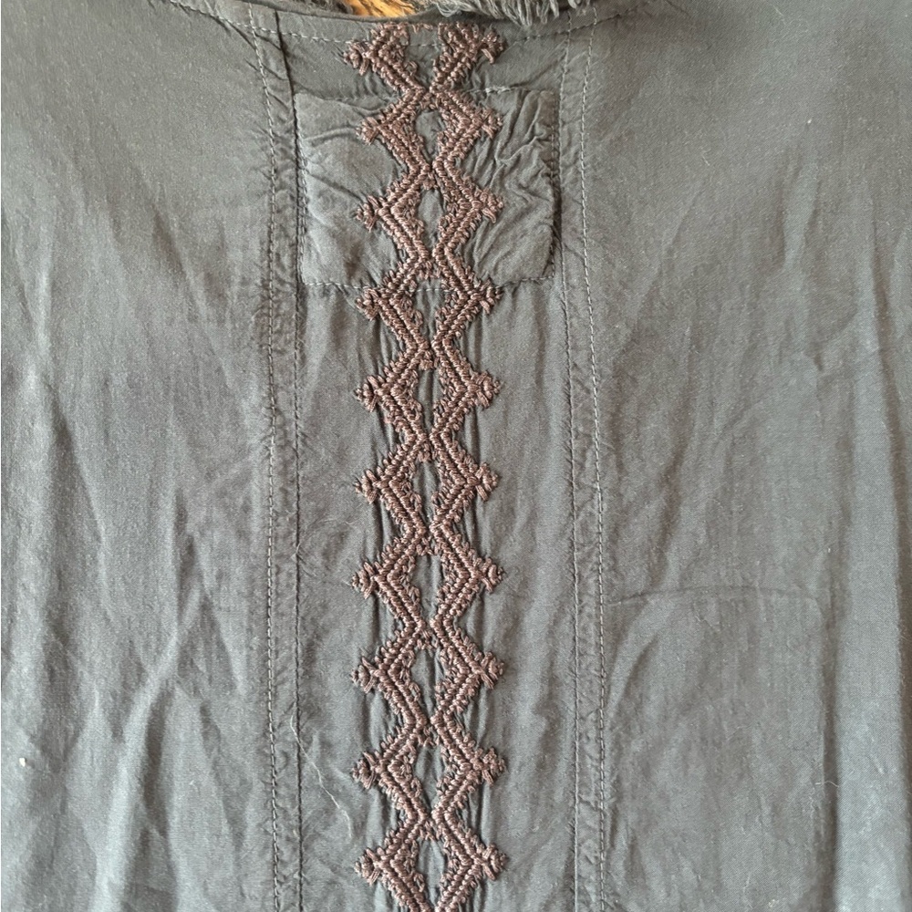 Johnny Was Biya Effie Challis Boho Embroidered Blouse Gray Size S - Picture 9 of 9